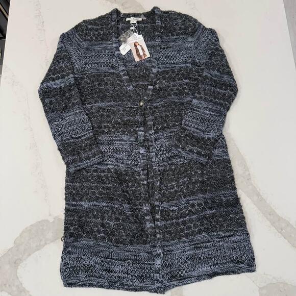 Simply Noelle Sweaters - Simply Noelle NWT Long Knit Cardigan Sweater Button Closure Women's XS Gray/Blue